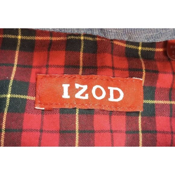 Izod Shirt Men's 2xl Red Button Front Long Sleeve - Picture 7 of 10
